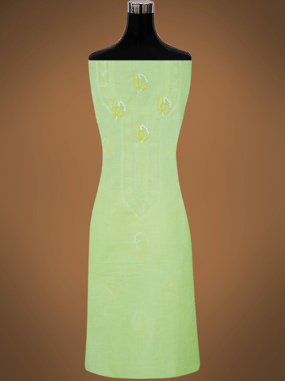 Ada Hand Embroidered Lime Green Cotton Lucknowi Chikankari Unstitched Suit Piece 01A818837