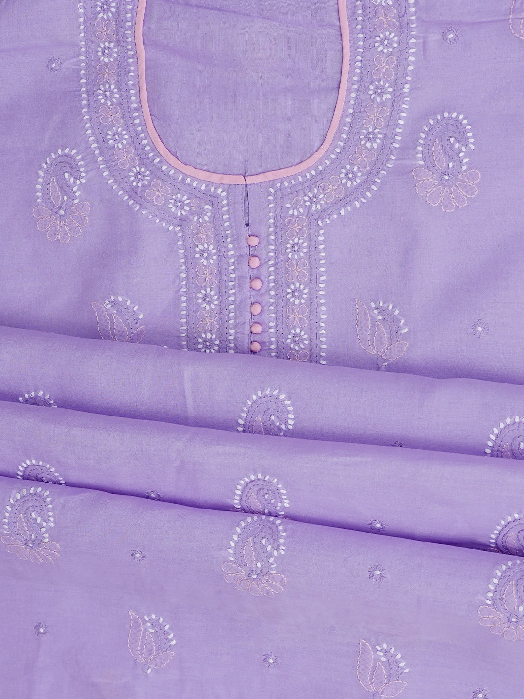 Ada Hand Embroidered Mauve Cotton Lucknowi Chikankari Unstitched Suit Piece 01A818844