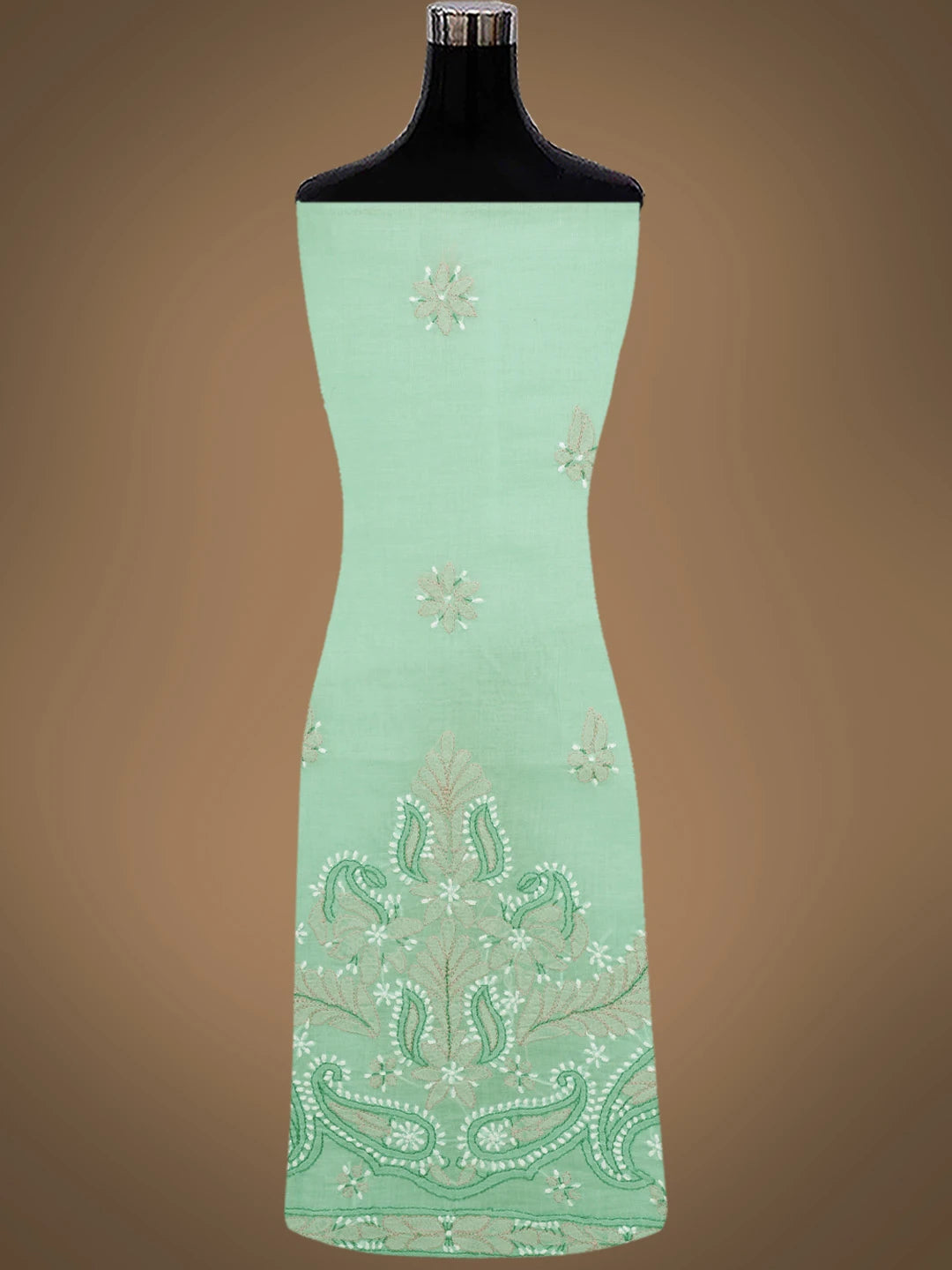 Ada Hand Embroidered Sea Green Cotton Lucknowi Chikankari Unstitched Suit Piece 01A819204