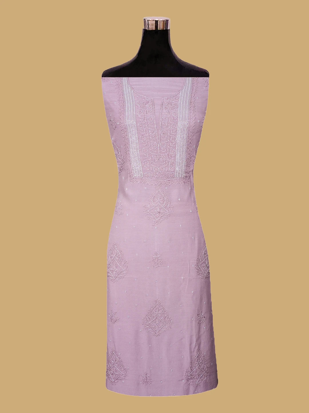 Ada Hand Embroidered Rosy Brown Muslin Lucknowi Chikankari Unstitched Suit Piece With Cutdana Work 01A814814