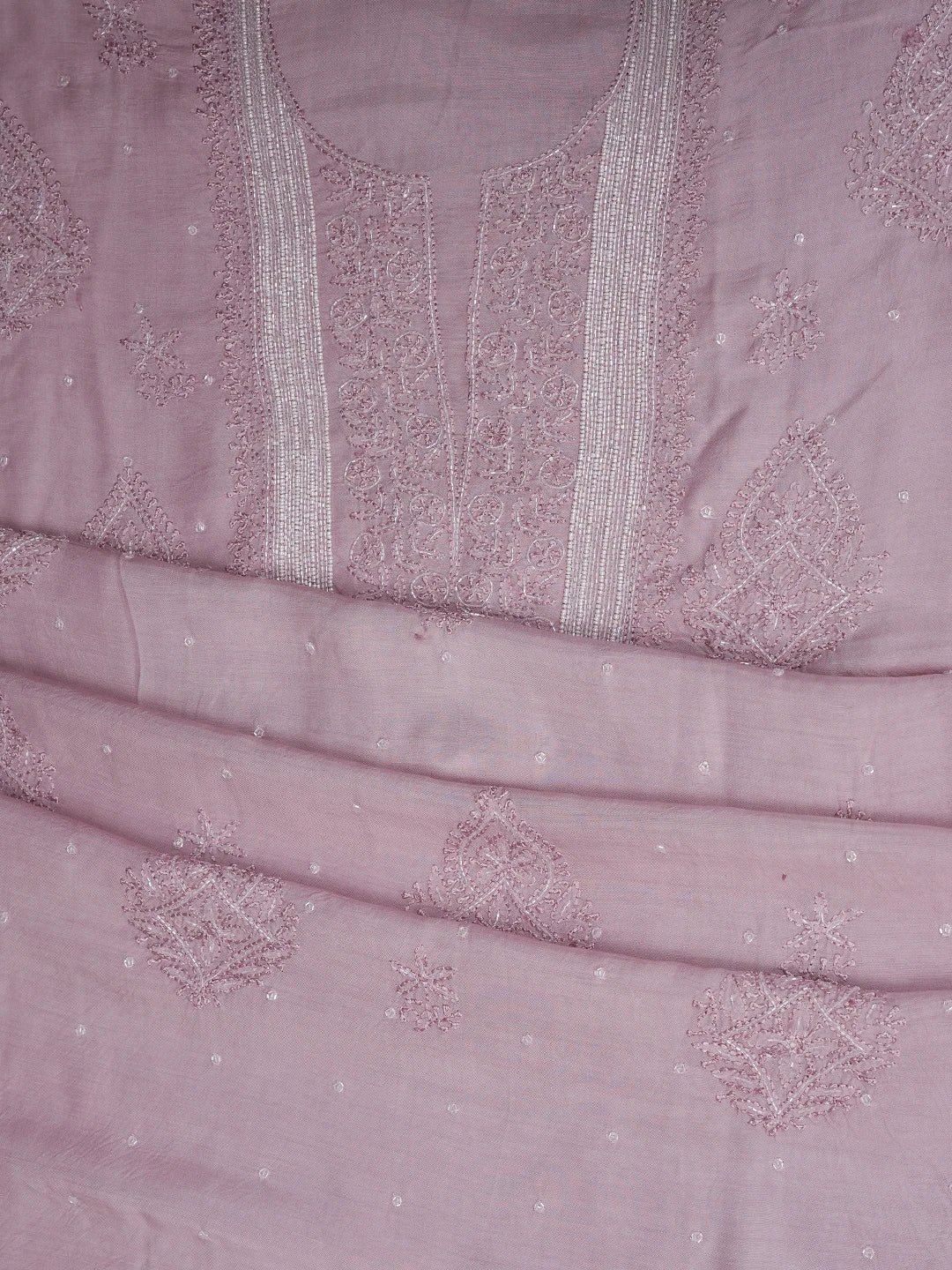 Ada Hand Embroidered Rosy Brown Muslin Lucknowi Chikankari Unstitched Suit Piece With Cutdana Work 01A814814