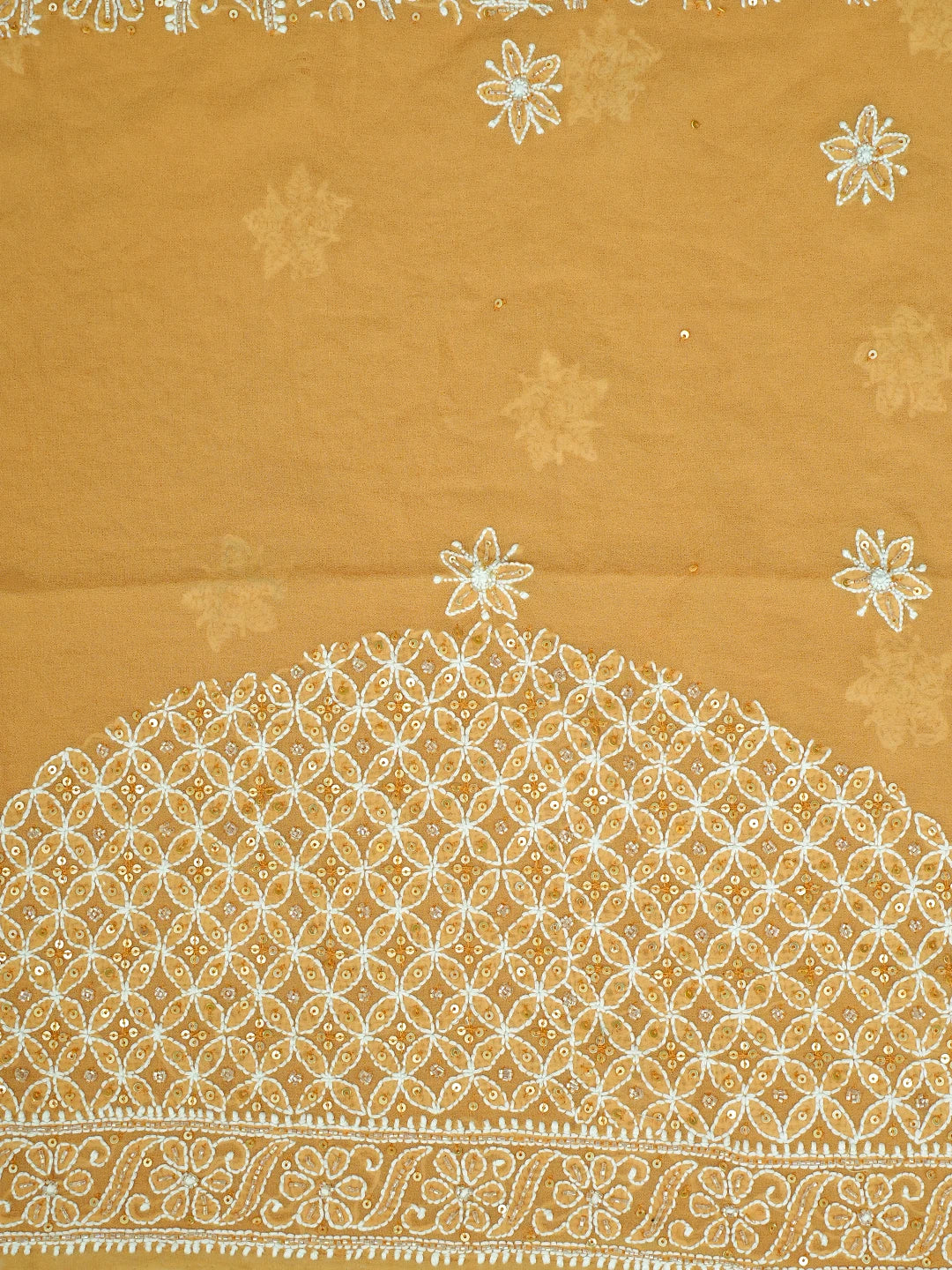 Ada Hand Embroidered Mustard Pure Georgette Lucknowi Chikankari Lehenga Set With Sequinned Work 01A748250