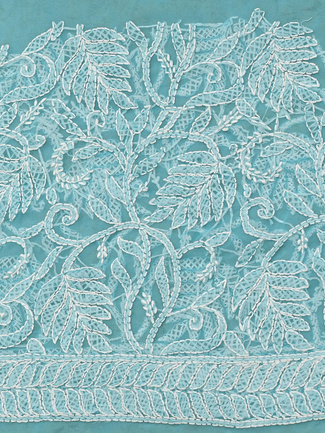 Ada Hand Embroidered Blue Georgette Lucknowi Chikankari Saree With Blouse 01A795597
