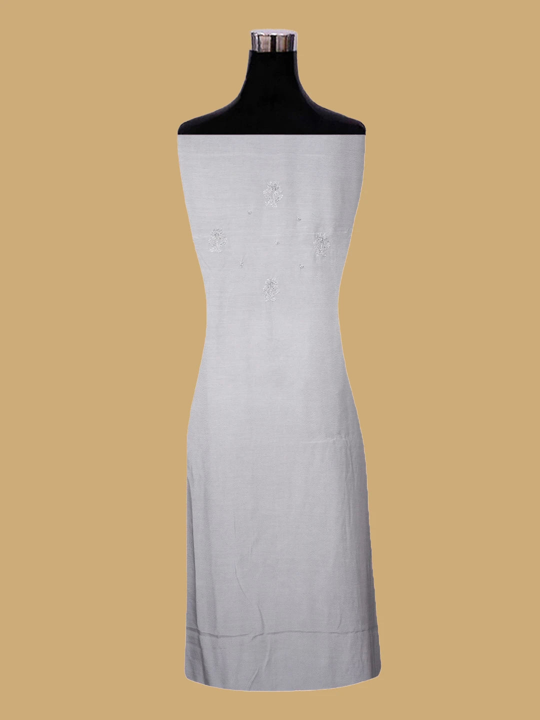 Ada Hand Embroidered Grey Muslin Lucknowi Chikankari Unstitched Suit Piece With Cutdana Work 01A814837