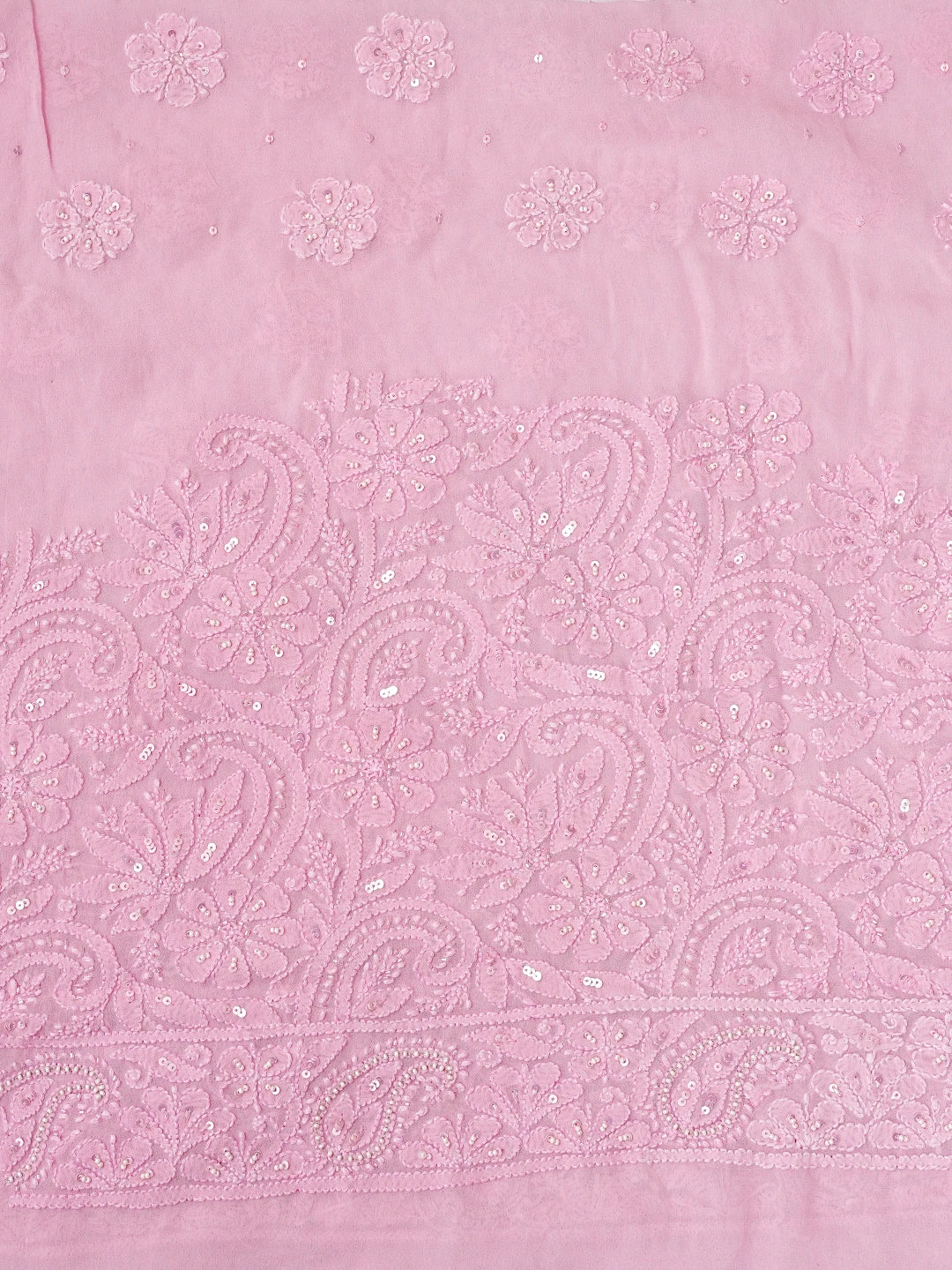Ada Hand Embroidered Pink Viscose Georgette Lucknowi Chikankari Lehenga Set With Pearl Work 01A754688