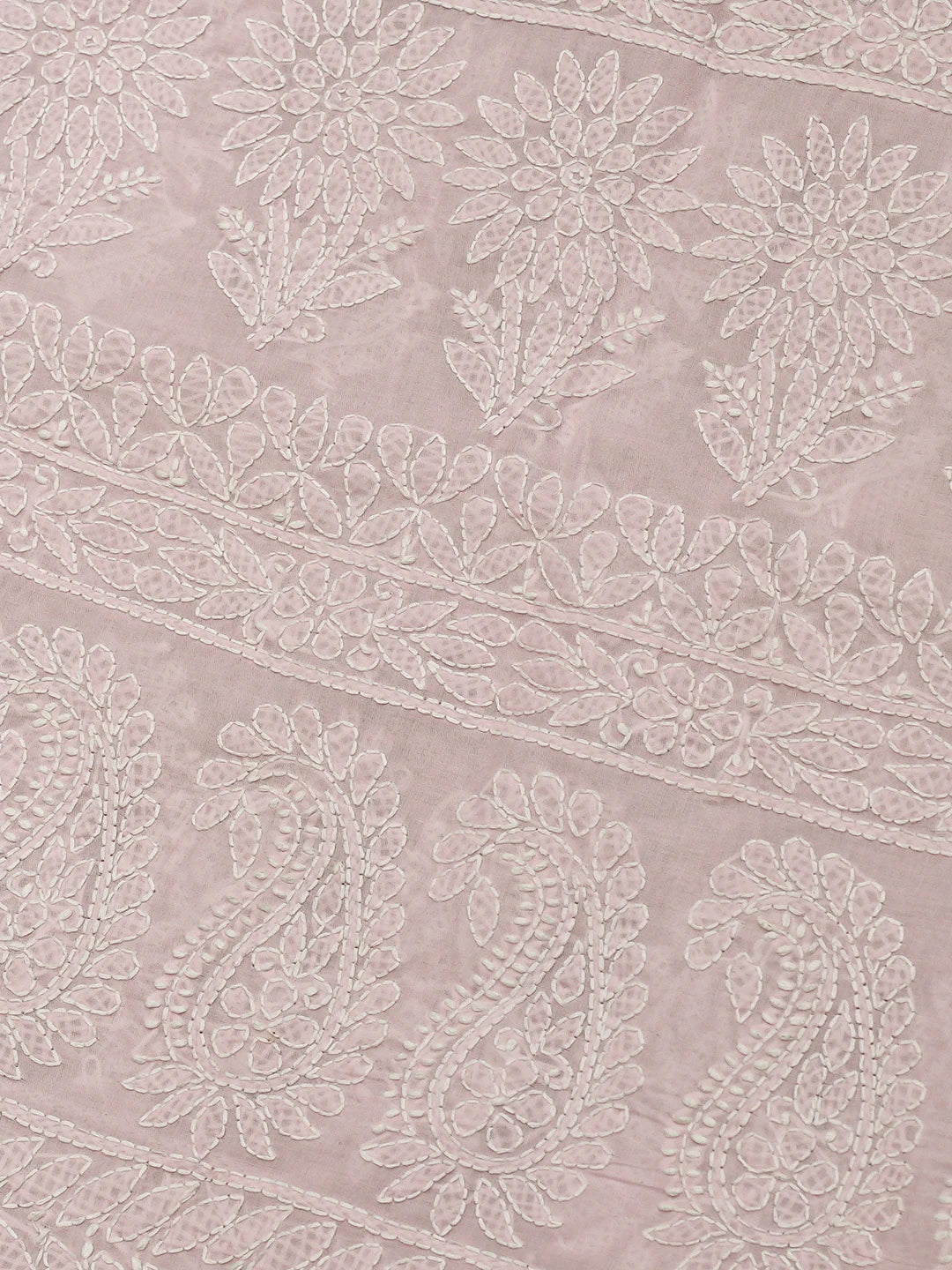 Ada Hand Embroidered Pink Cotton Lucknowi Chikankari Saree With Blouse 01A785804