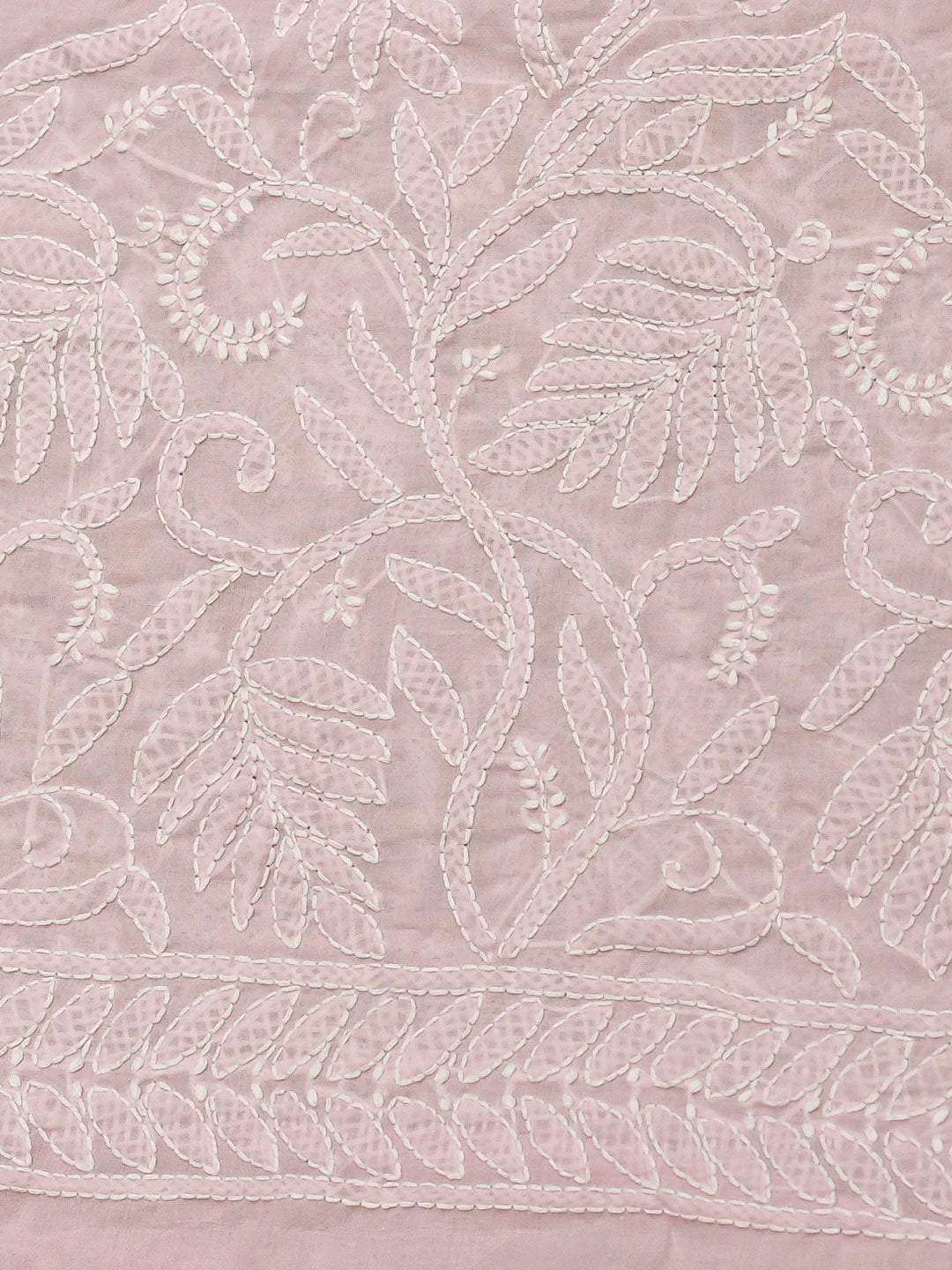 Ada Hand Embroidered Pink Cotton Lucknowi Chikankari Saree With Blouse 01A785804