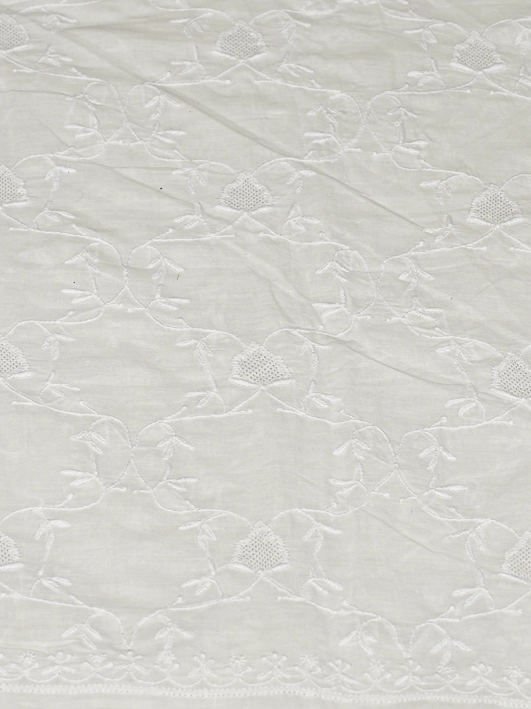 Ada Hand Embroidered White Cotton Lucknowi Chikankari Unstitched Kurta Dupatta Set 01A728072