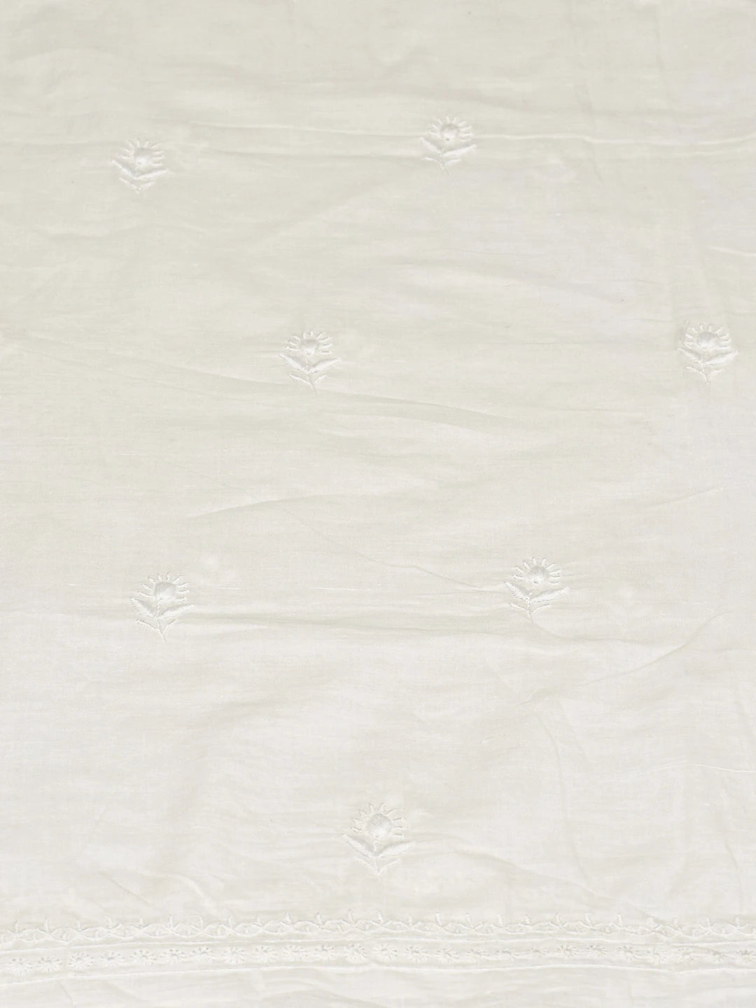 Ada Hand Embroidered White Khadi Lucknowi Chikankari Unstitched Kurta Dupatta Set 01A780680