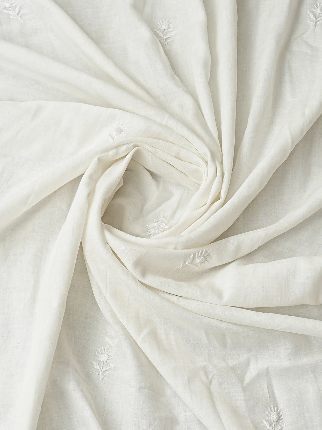 Ada Hand Embroidered White Khadi Lucknowi Chikankari Unstitched Kurta Dupatta Set 01A780680