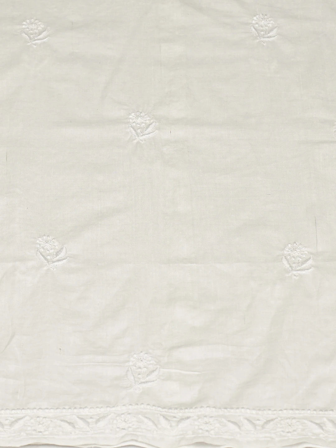 Ada Hand Embroidered White Cotton Lucknowi Chikankari Unstitched Kurta Dupatta Set 01A727248
