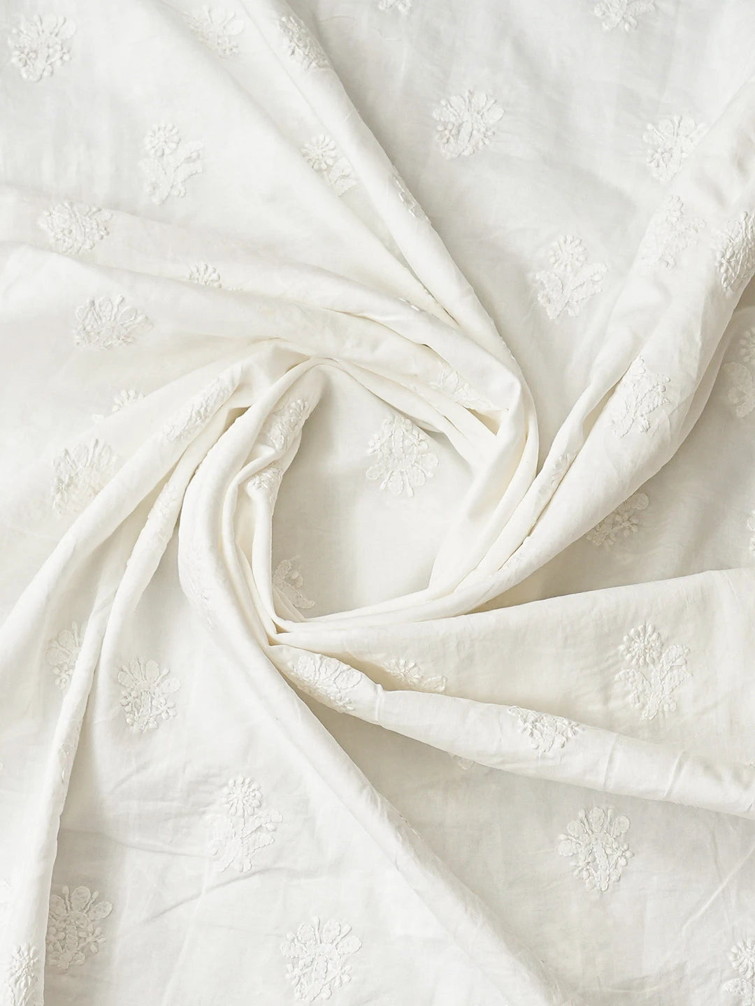 Ada Hand Embroidered White Cotton Lucknowi Chikankari Unstitched Kurta Dupatta Set 01A290144