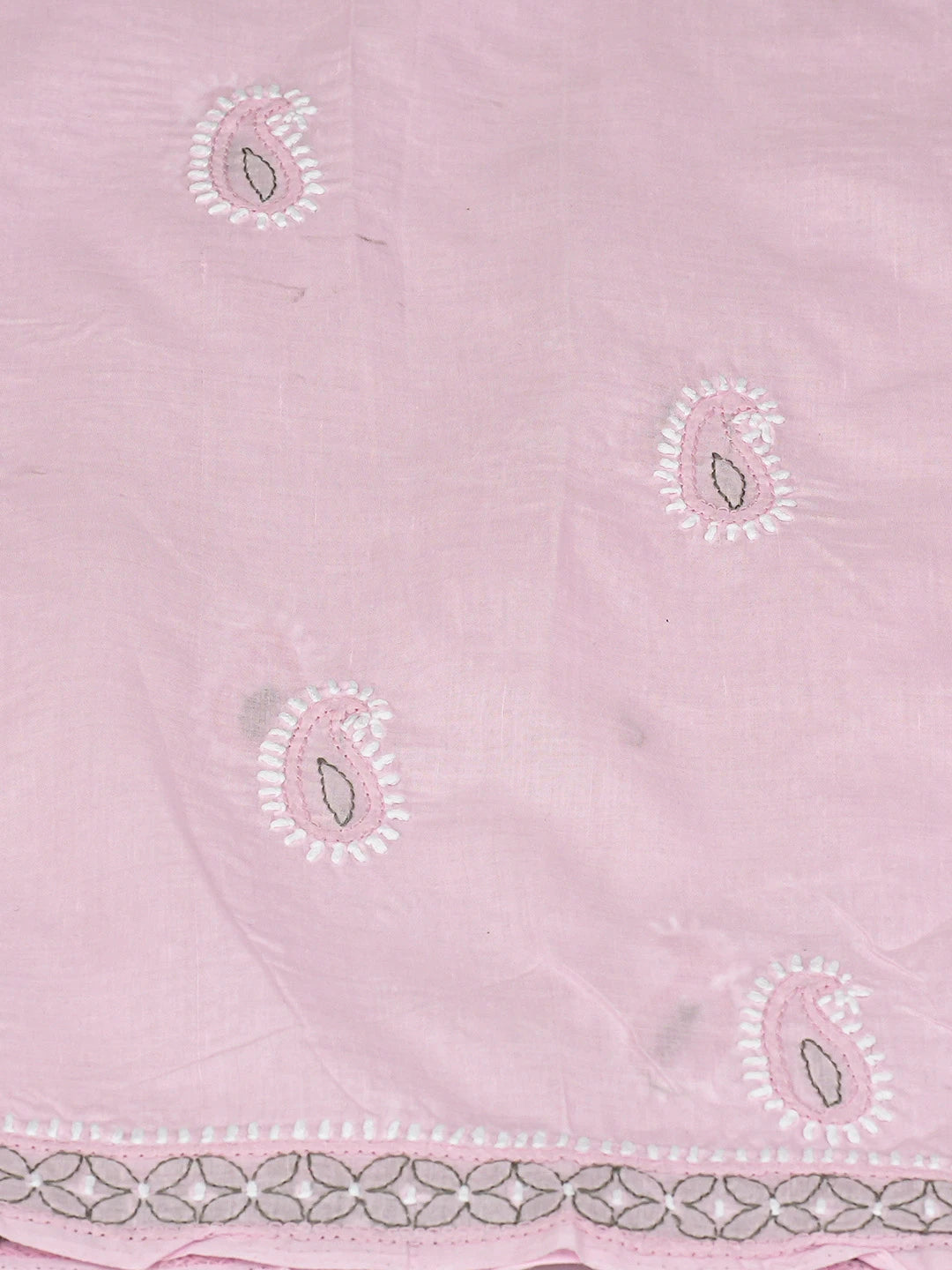 Ada Hand Embroidered Pink Cotton Lucknowi Chikankari Unstitched Suit Piece 01A818830