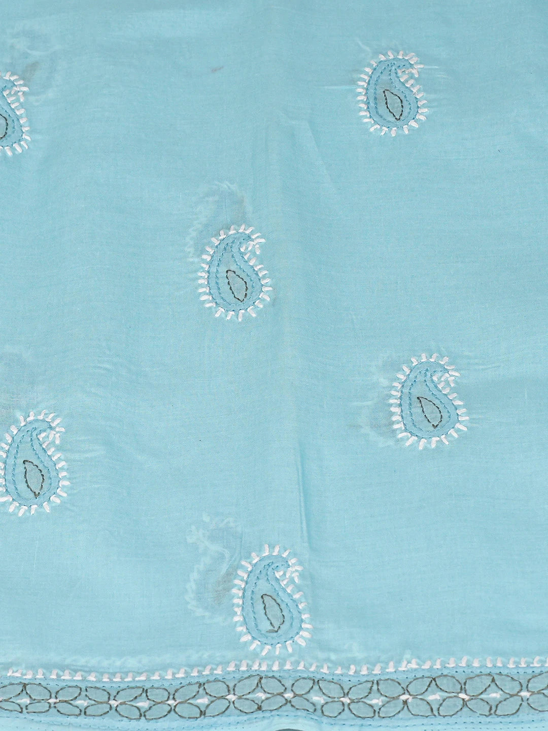 Ada Hand Embroidered Blue Cotton Lucknowi Chikankari Unstitched Suit Piece 01A818807