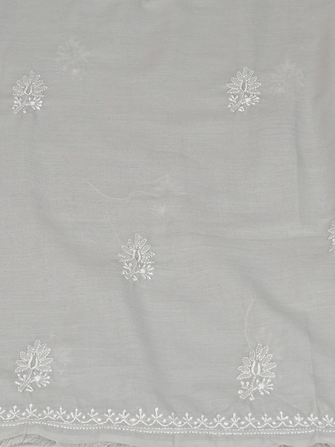 Ada Hand Embroidered Grey Cotton Lucknowi Chikankari Unstitched Suit Piece 01A773536