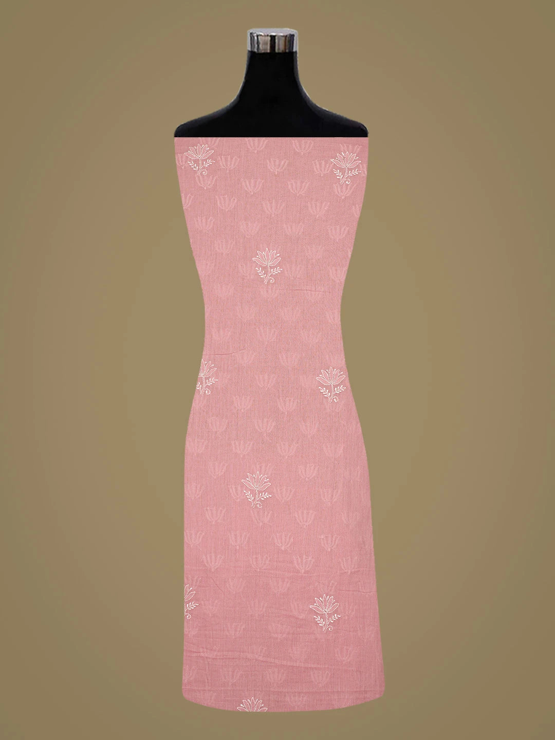 Ada Hand Embroidered Pink Cotton Lucknowi Chikankari Unstitched Suit Piece 01A717357
