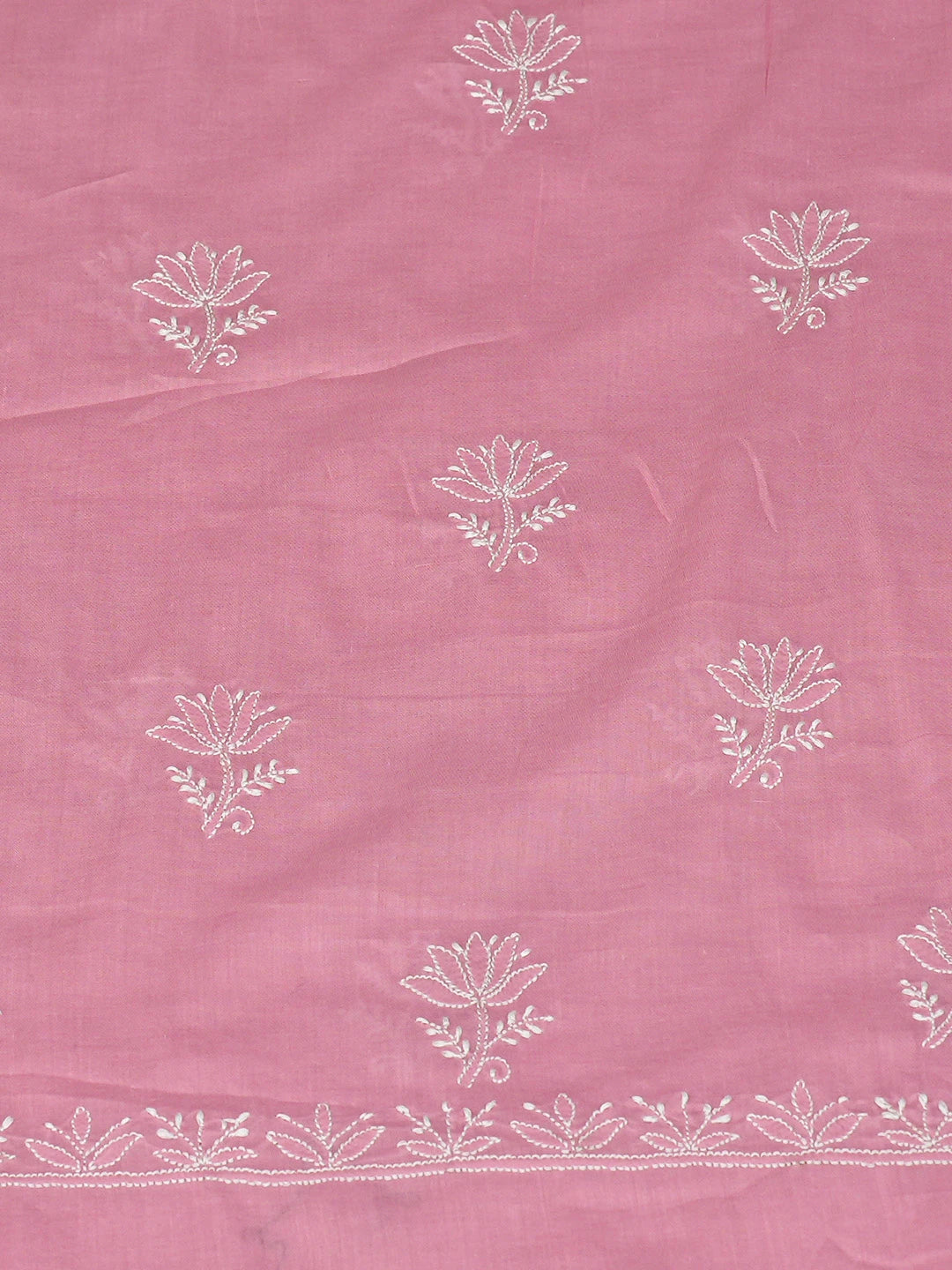 Ada Hand Embroidered Pink Cotton Lucknowi Chikankari Unstitched Suit Piece 01A717357