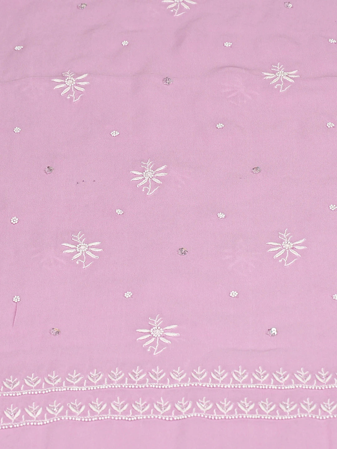 Ada Hand Embroidered Pink Viscose Georgette Lucknowi Chikankari Unstitched Kurta Dupatta Set 01A781953