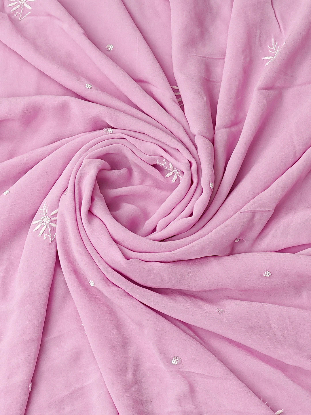 Ada Hand Embroidered Pink Viscose Georgette Lucknowi Chikankari Unstitched Kurta Dupatta Set 01A781953