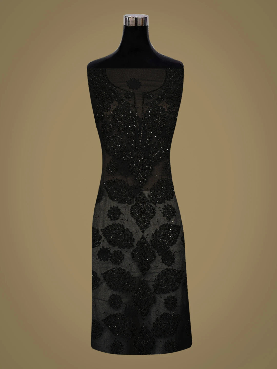 Ada Hand Embroidered Black Georgette Lucknowi Chikankari Unstitched Suit Piece With Cutdana Work 01A783427