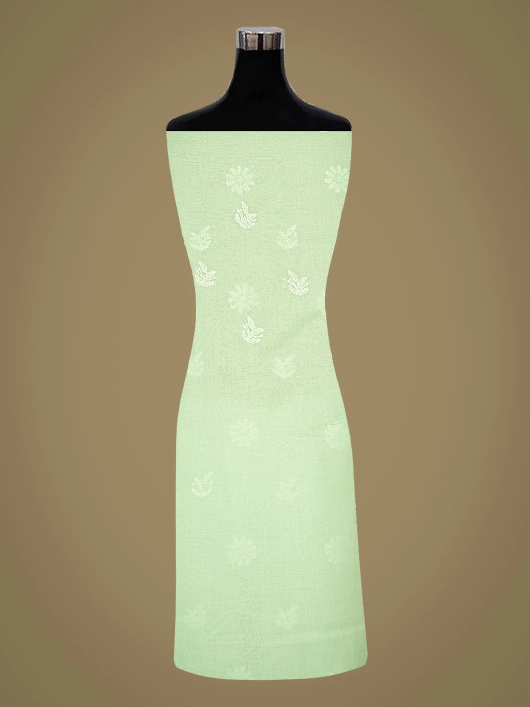 Ada Hand Embroidered Light Green Cotton Lucknowi Chikankari Unstitched Suit Piece 08A500504