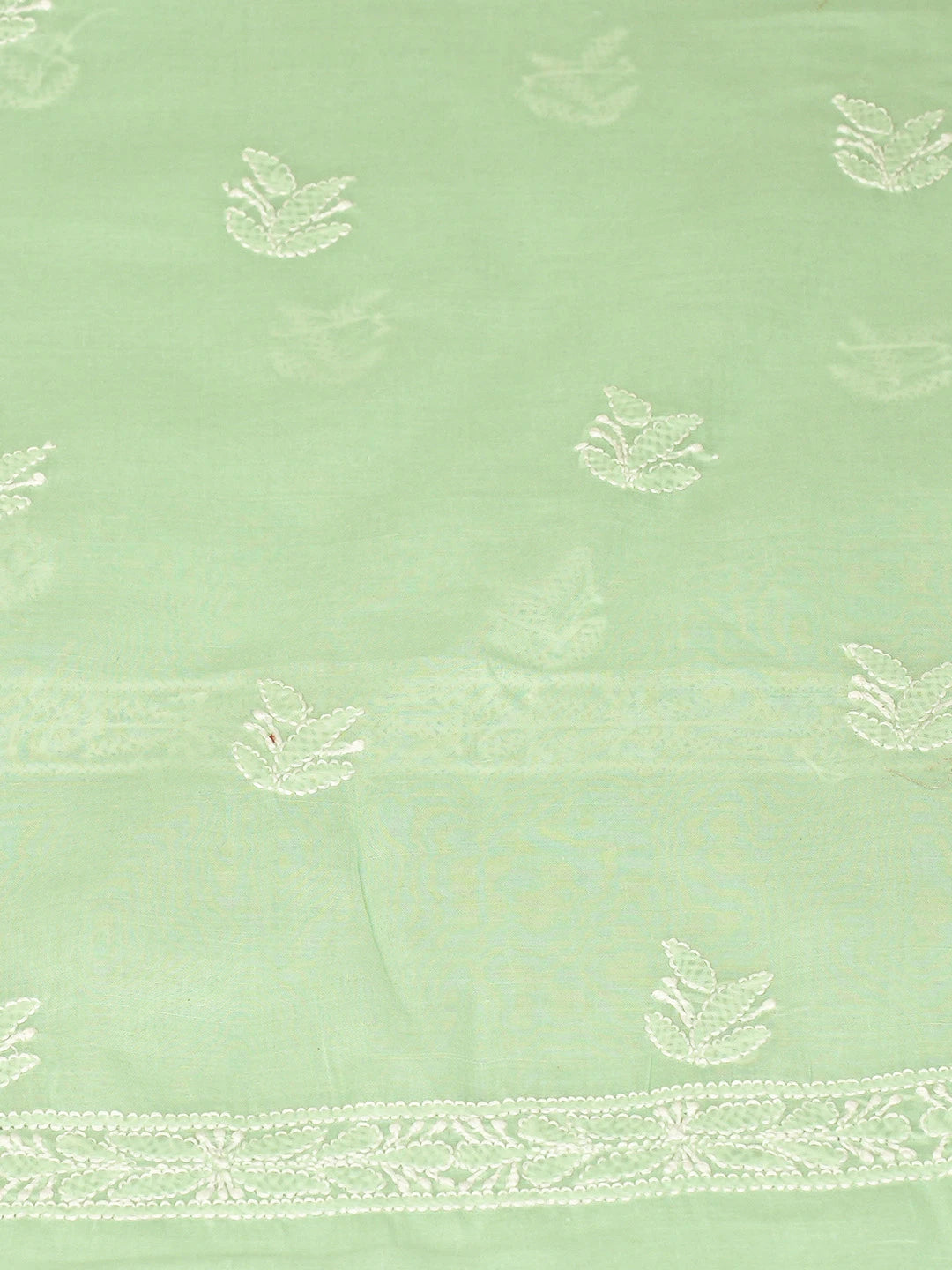 Ada Hand Embroidered Light Green Cotton Lucknowi Chikankari Unstitched Suit Piece 08A500504
