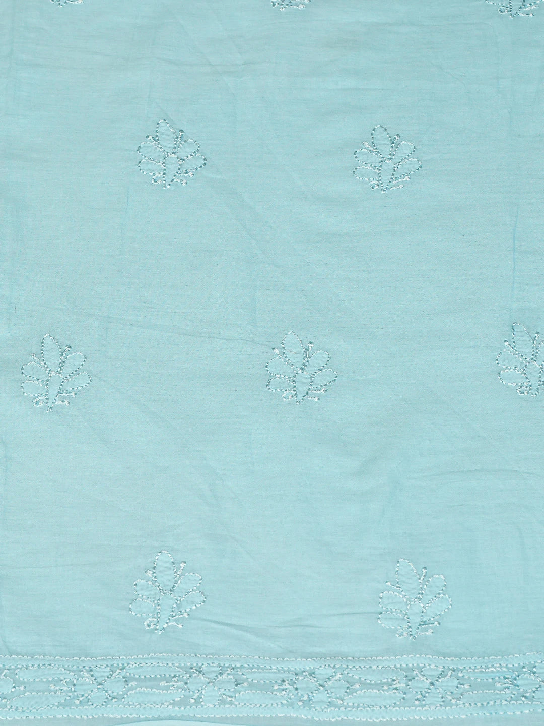 Ada Hand Embroidered Ice Blue Cotton Lucknowi Chikankari Unstitched Suit Piece 08A500491