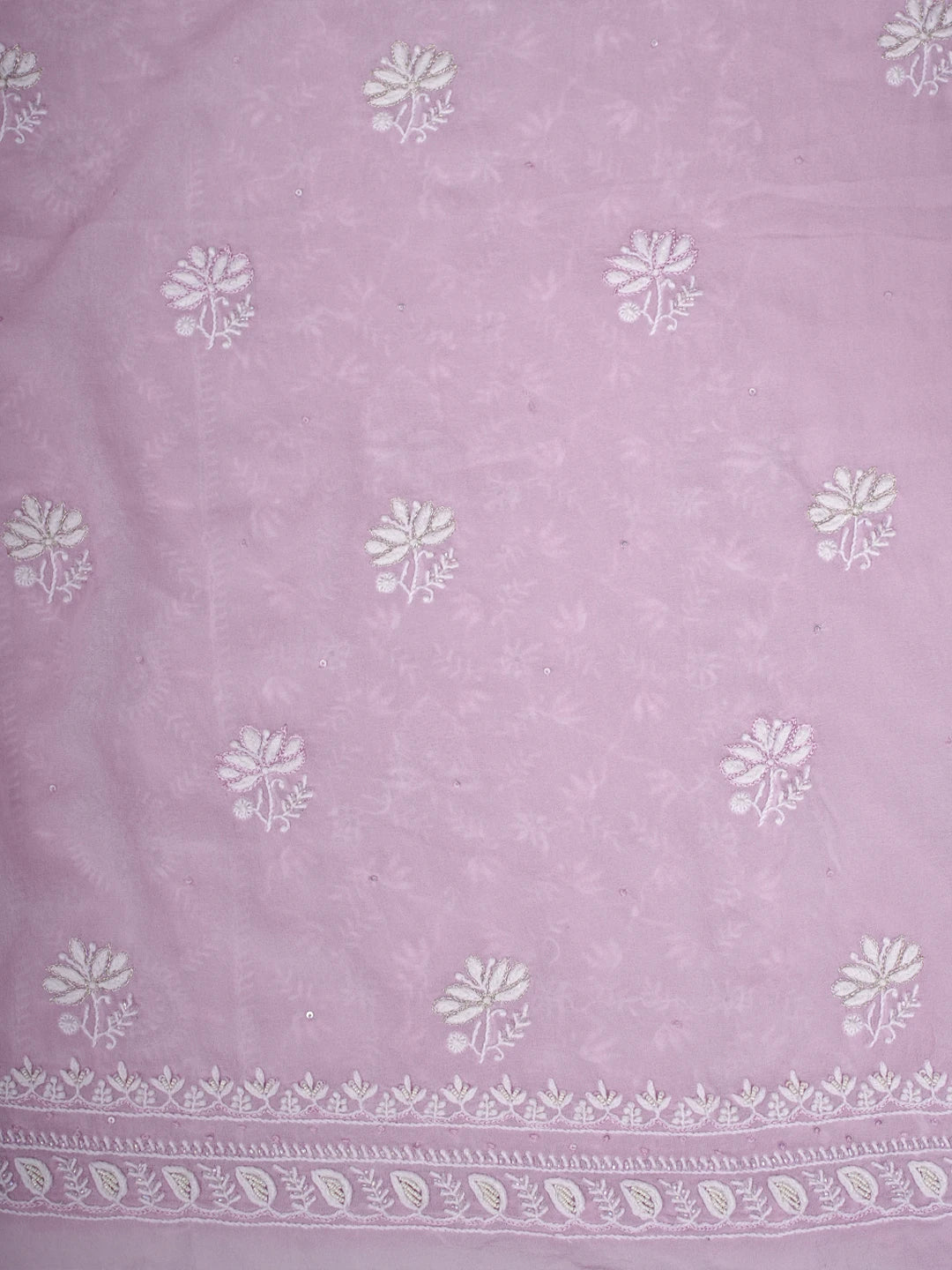 Ada Hand Embroidered Lavender Pure Georgette Lucknowi Chikankari Unstitched Kurta Dupatta Set With Cutdana Work 01A741629