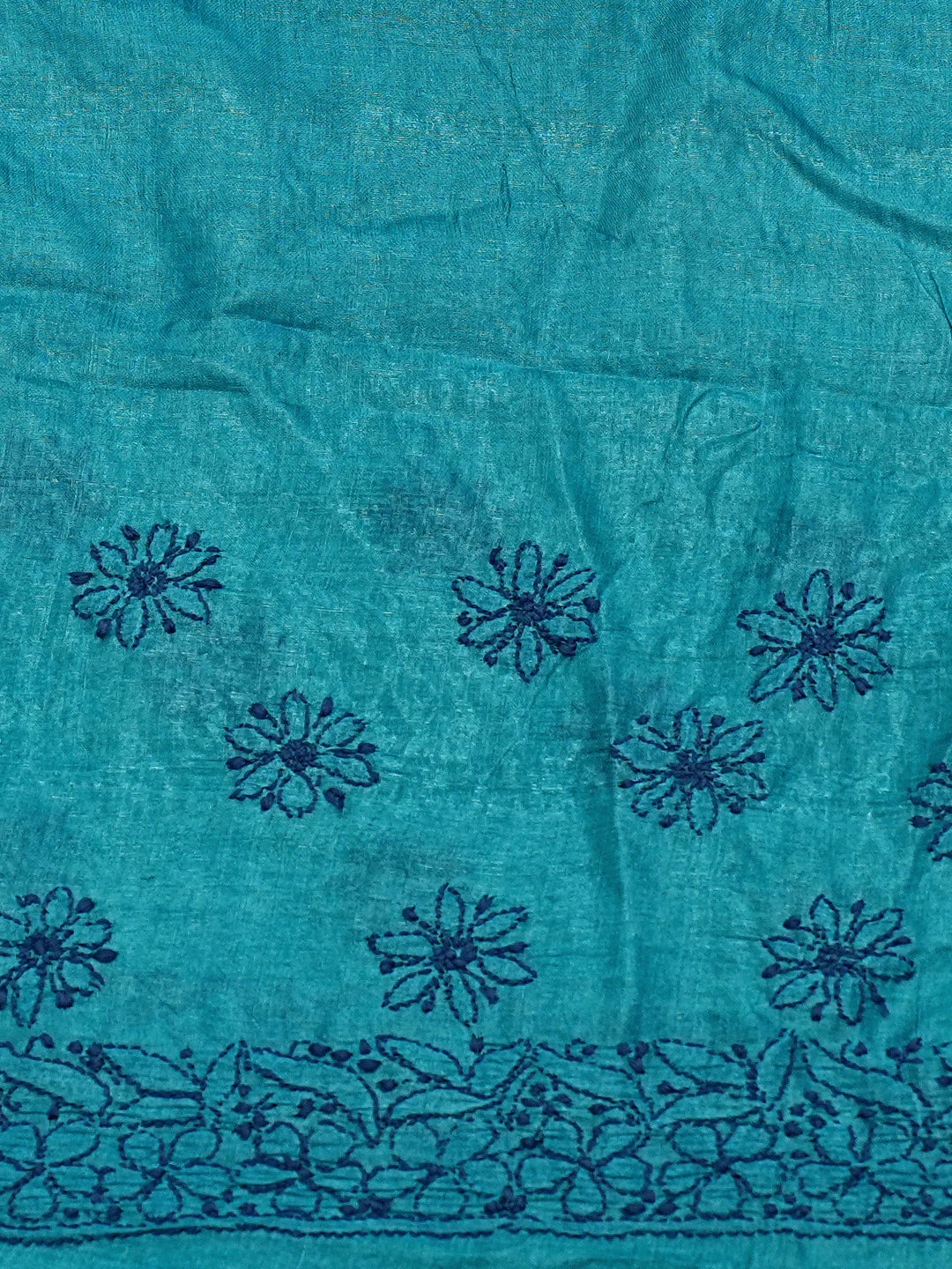 Ada Hand Embroidered Blue Silk Lucknowi Chikankari Saree and Blouse 01A808661