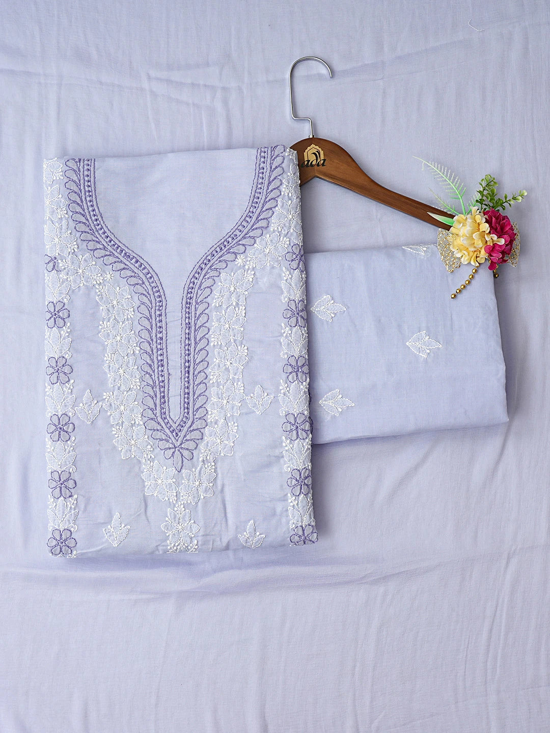 Ada Hand Embroidered Mauve Cotton Lucknowi Chikankari Unstitched Suit Piece 01A818615