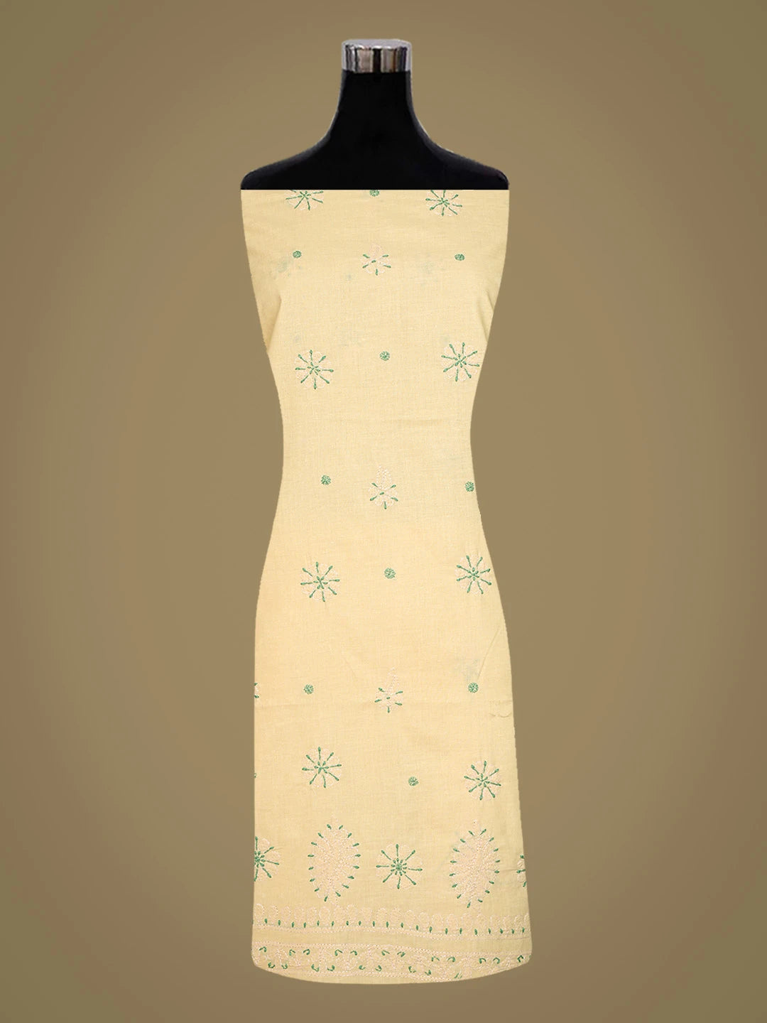Ada Hand Embroidered Fawn Cotton Lucknowi Chikankari Unstitched Suit Piece 08A500508