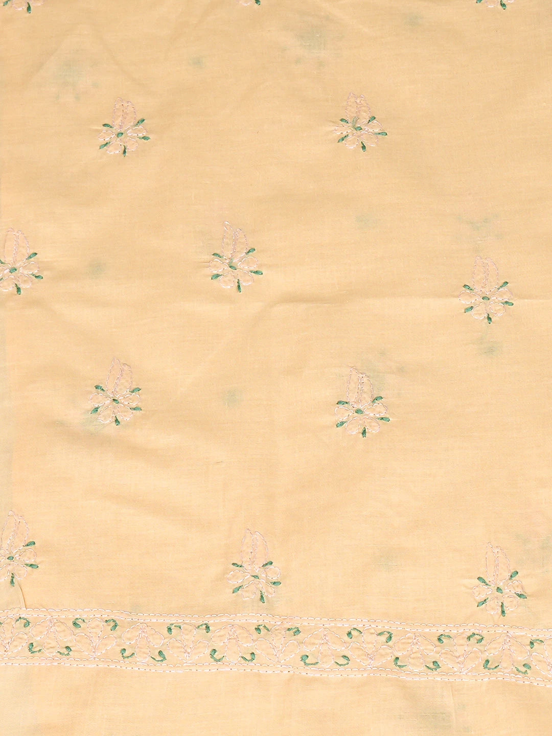 Ada Hand Embroidered Fawn Cotton Lucknowi Chikankari Unstitched Suit Piece 08A500508