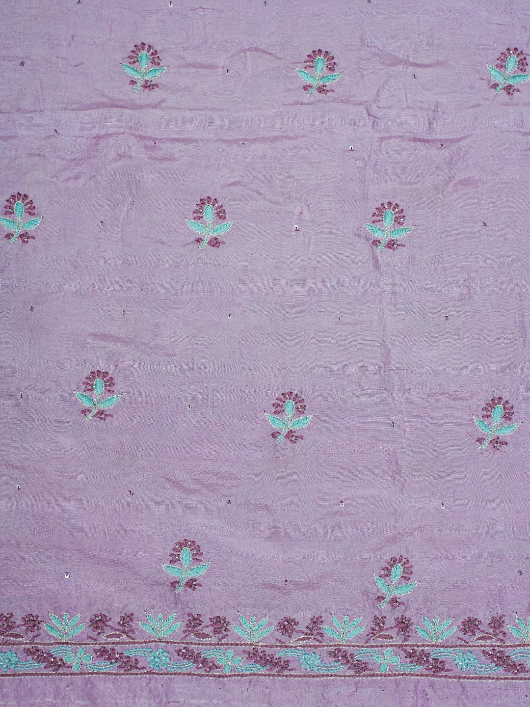 Ada Hand Embroidered Mauve Silk Lucknowi Chikankari Unstitched Kurta Dupatta Set With Cutdana Work 01A719262