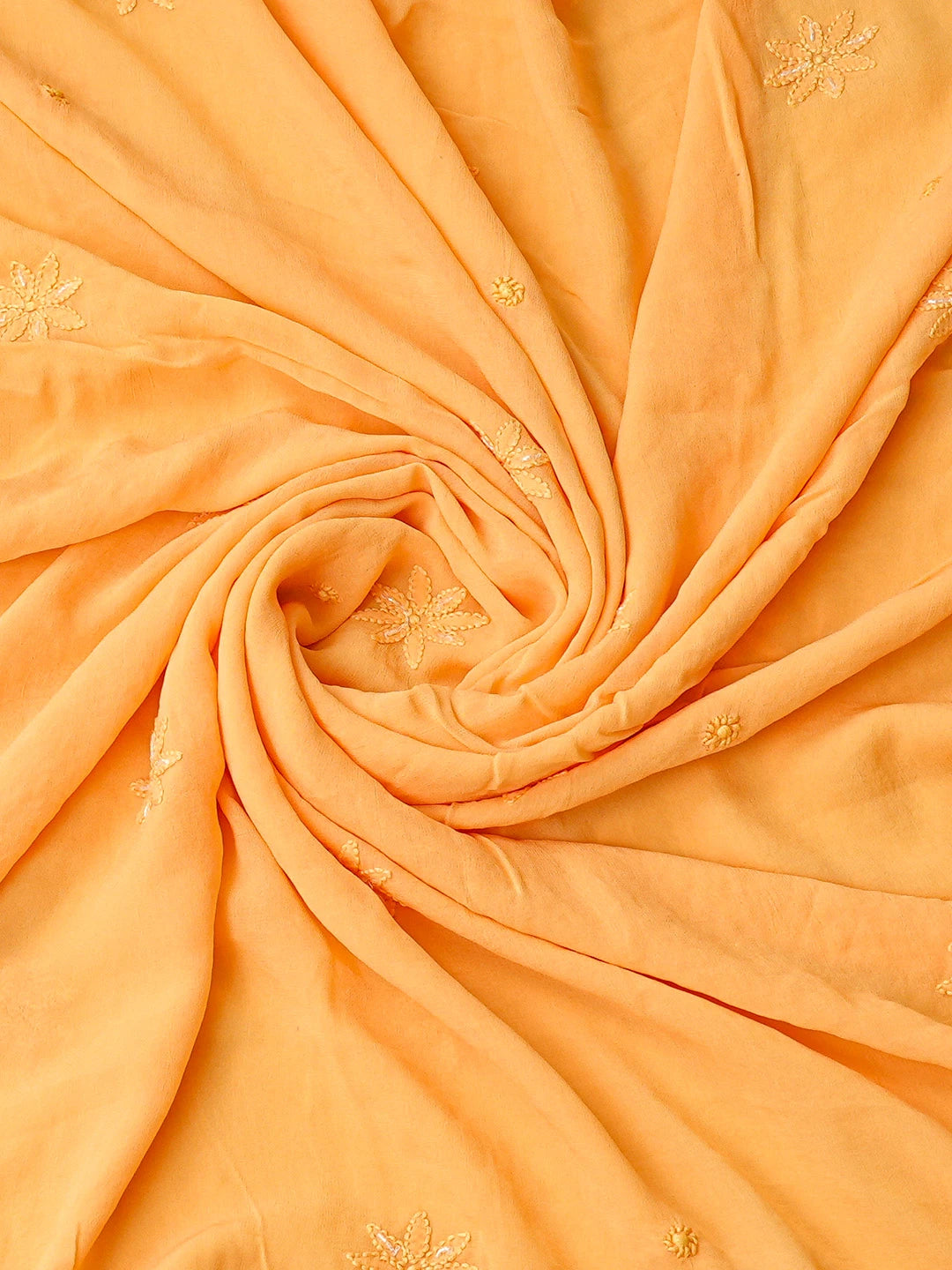 Ada Hand Embroidered Orange Viscose Georgette Lucknowi Chikankari Unstitched Kurta Dupatta Set With Cutdana Work 01A806918