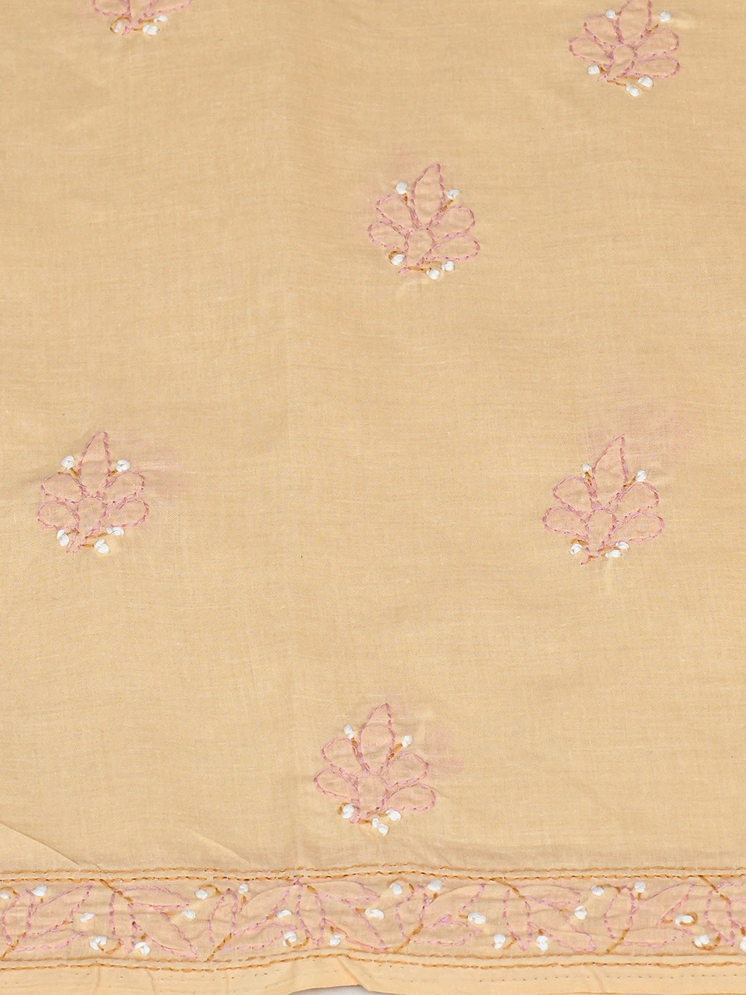 Ada Hand Embroidered Crayola Peach Cotton Lucknowi Chikankari Unstitched Suit Piece 08A500542