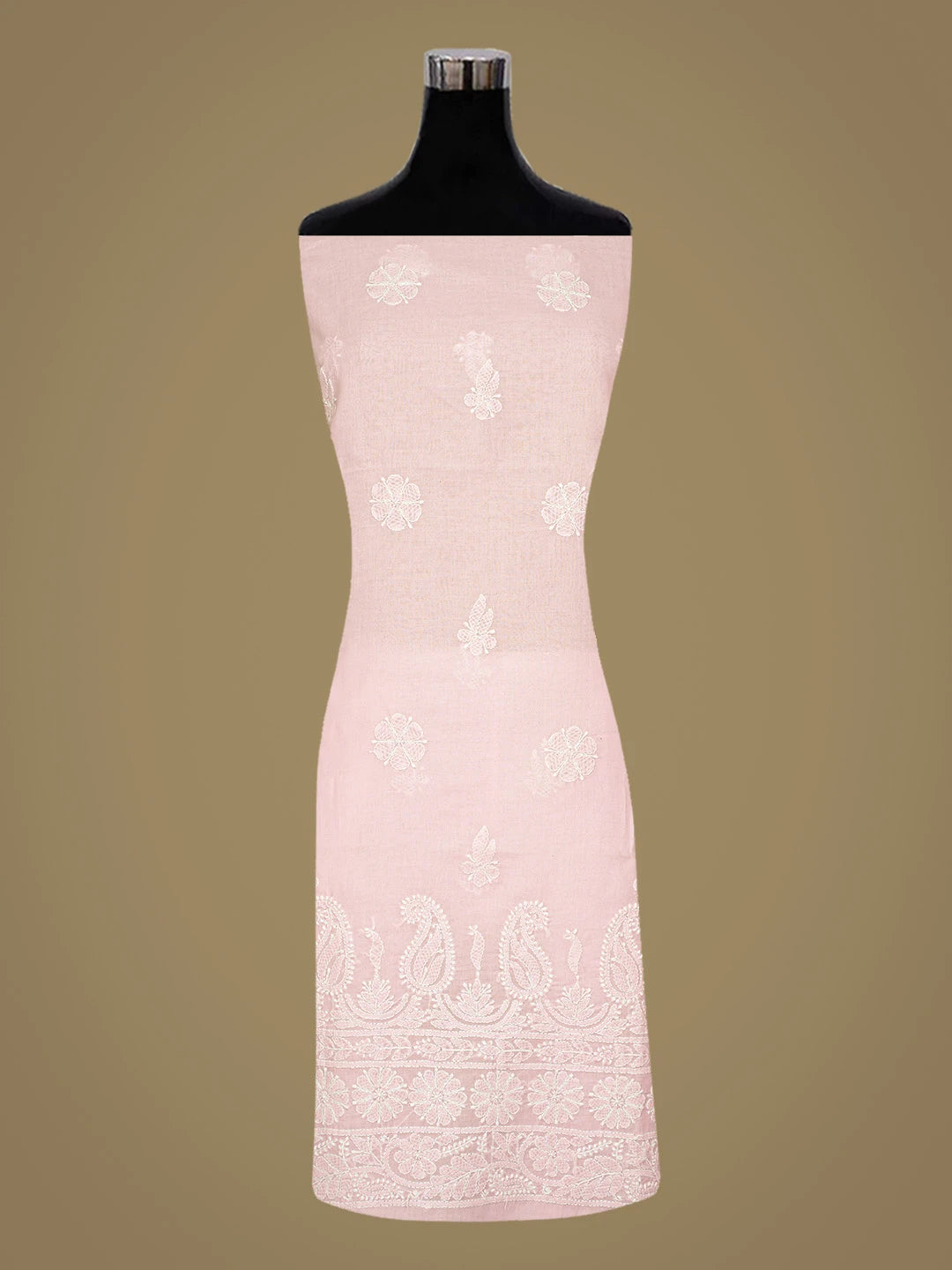 Ada Hand Embroidered Pink Cotton Lucknowi Chikankari Unstitched Suit Piece 01A819040
