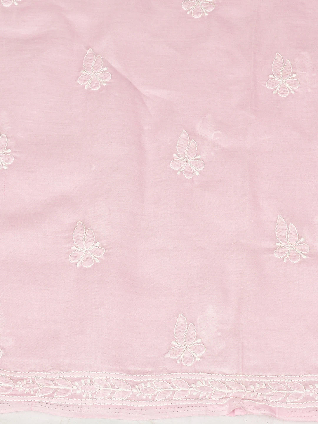 Ada Hand Embroidered Pink Cotton Lucknowi Chikankari Unstitched Suit Piece 01A819040