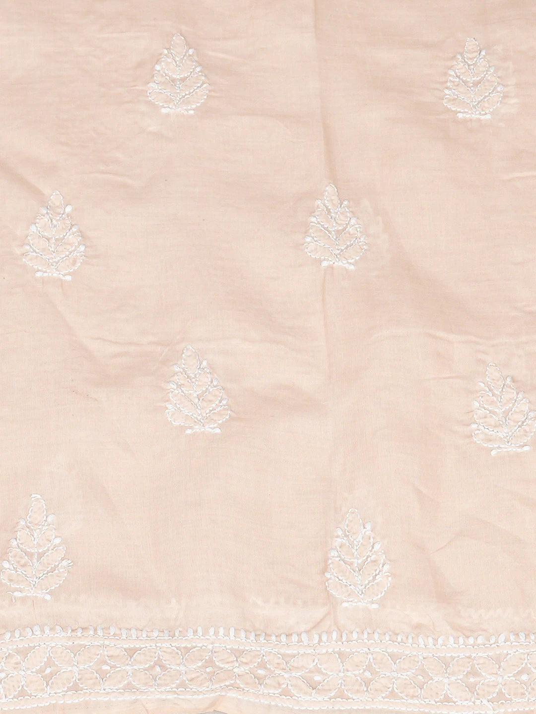 Ada Hand Embroidered Peach Cotton Lucknowi Chikankari Unstitched Suit Piece 01A819058