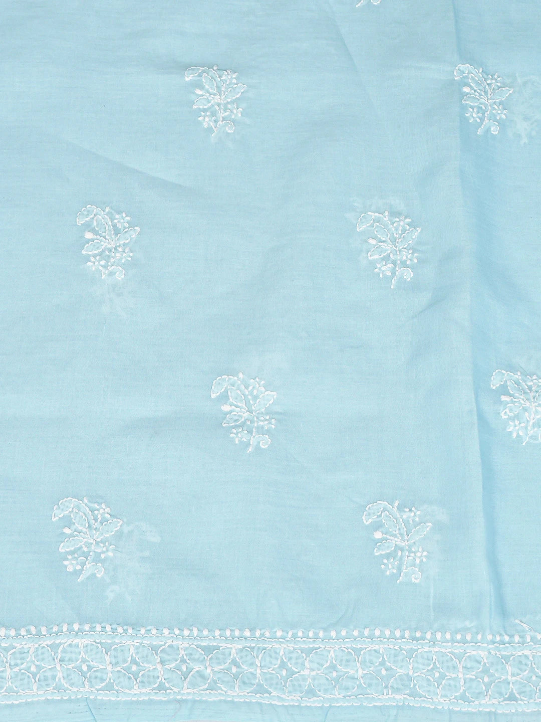Ada Hand Embroidered Blue Cotton Lucknowi Chikankari Unstitched Suit Piece 01A819067
