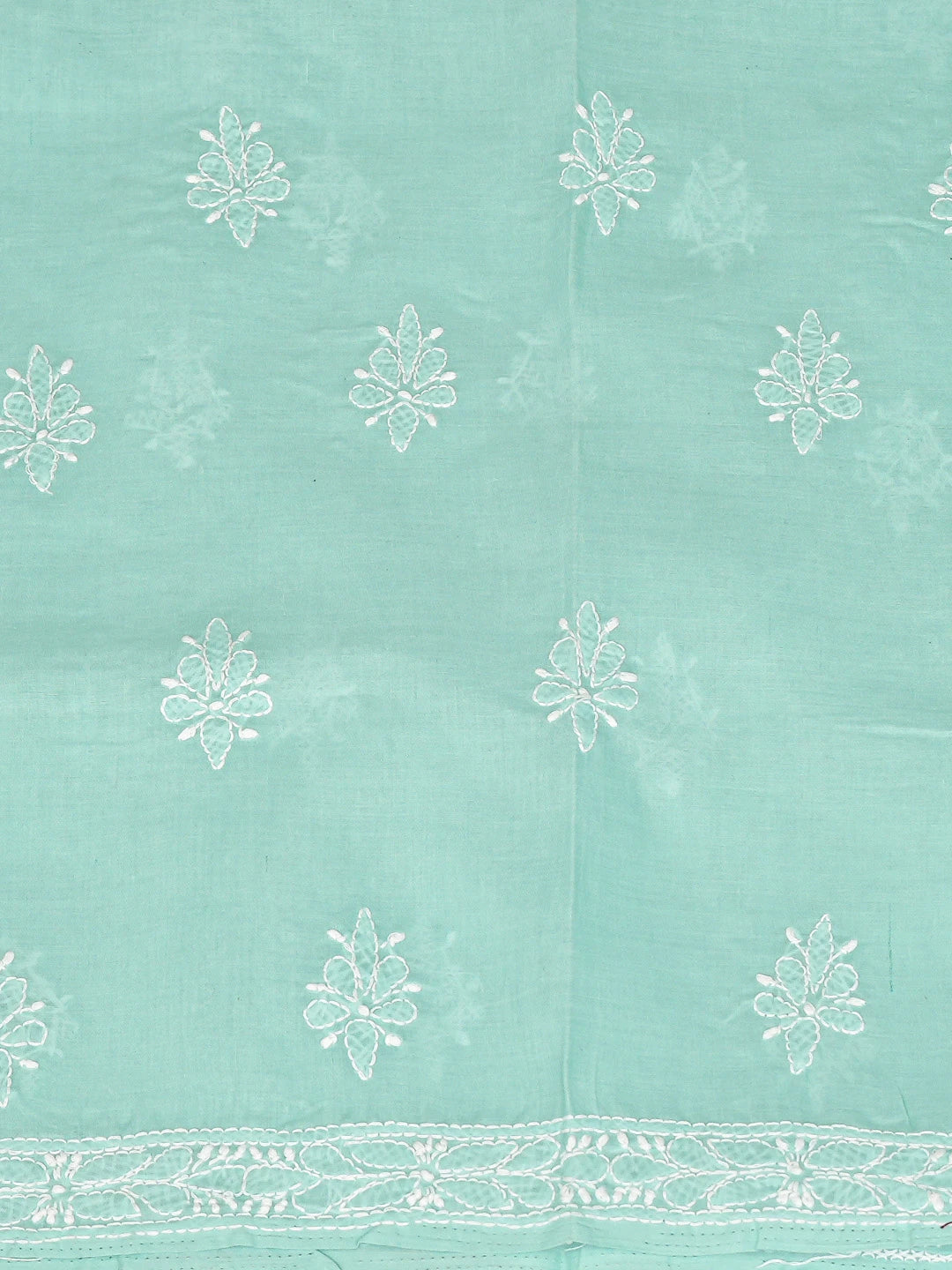 Ada Hand Embroidered Sea Green Cotton Lucknowi Chikankari Unstitched Suit Piece 01A819073