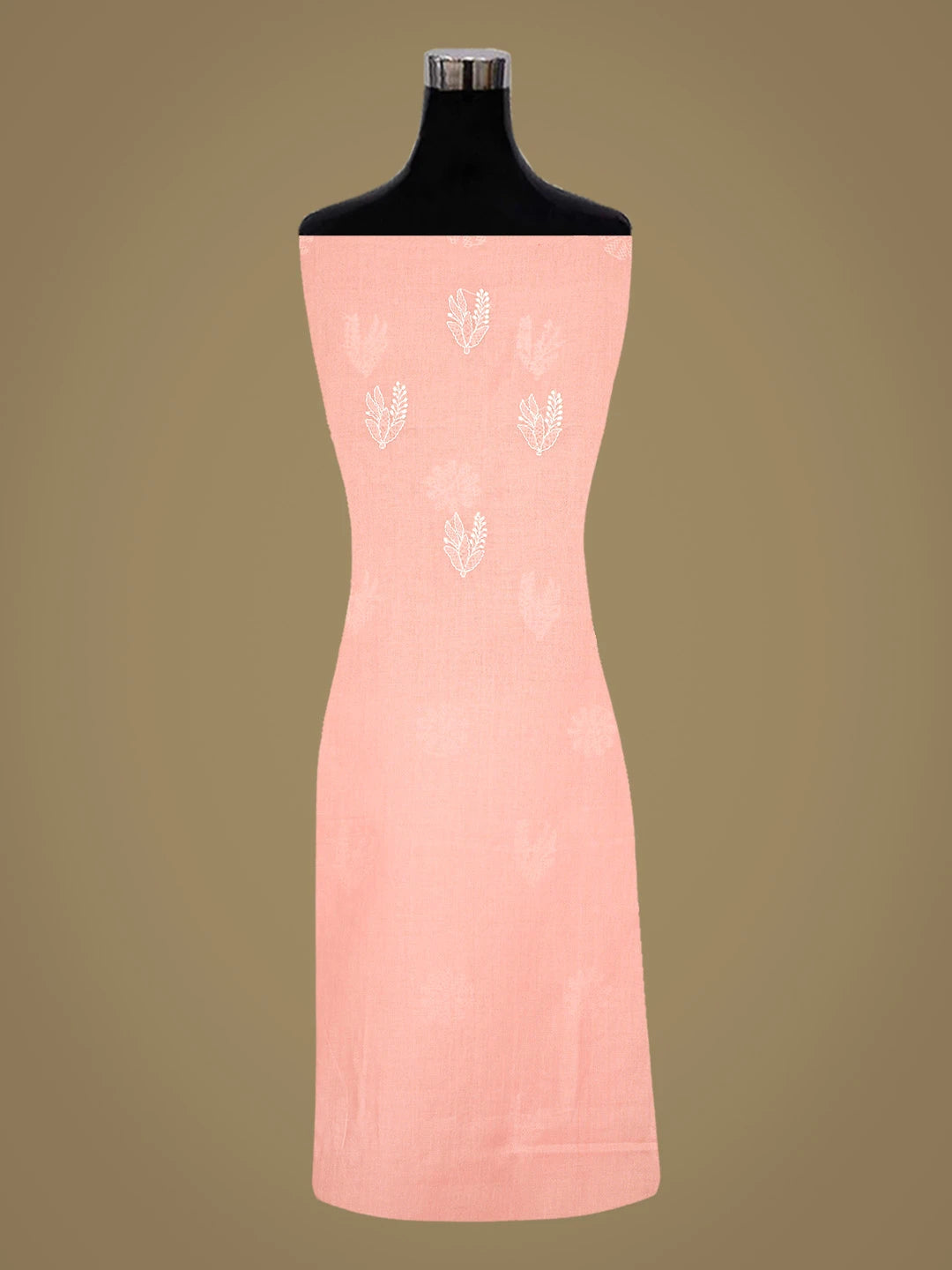 Ada Hand Embroidered Peach Cotton Lucknowi Chikankari Unstitched Suit Piece 08A500528