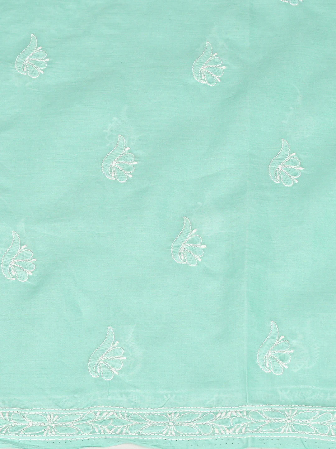 Ada Hand Embroidered Sea Green Cotton Lucknowi Chikankari Unstitched Suit Piece 08A500517