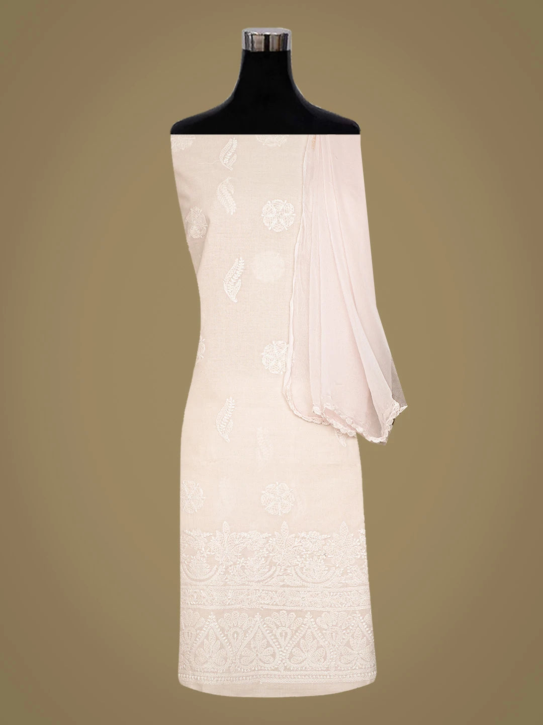 Ada Hand Embroidered Light Pink Cotton Lucknowi Chikankari Unstitched Suit Piece 01A819043
