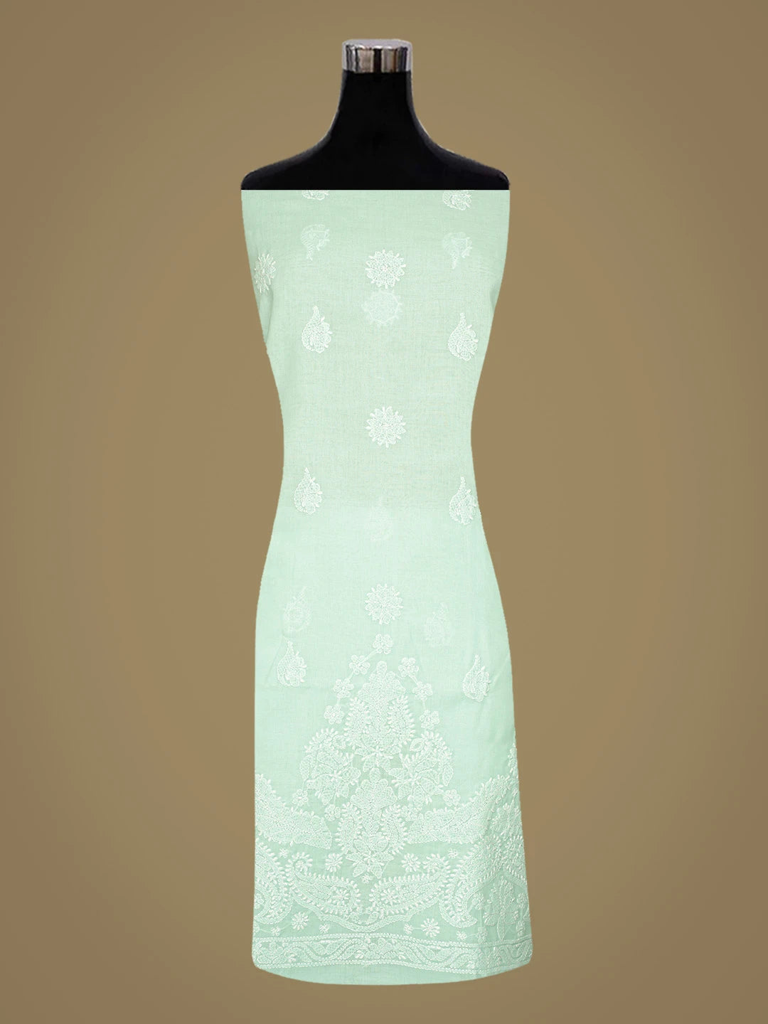 Ada Hand Embroidered Sea Green Cotton Lucknowi Chikankari Unstitched Suit Piece 08A500518