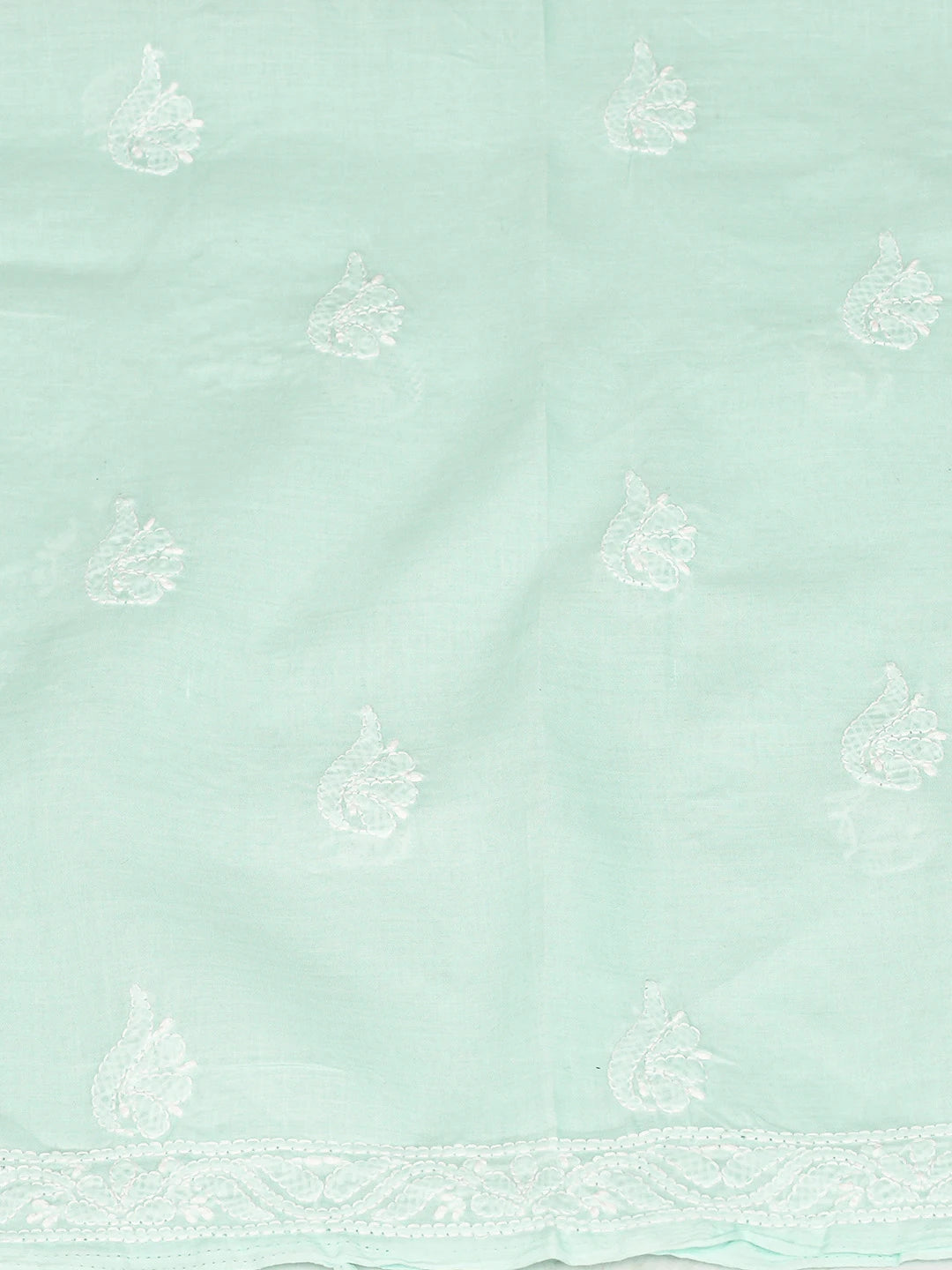 Ada Hand Embroidered Sea Green Cotton Lucknowi Chikankari Unstitched Suit Piece 08A500518