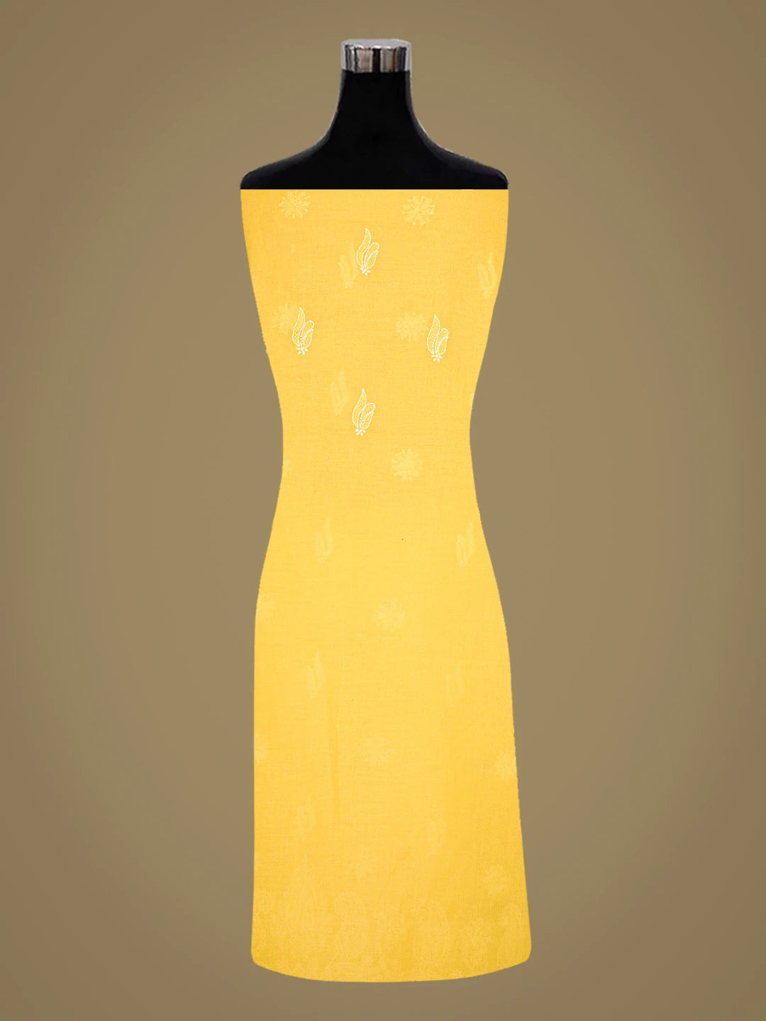 Ada Hand Embroidered Yellow Cotton Lucknowi Chikankari Unstitched Suit Piece 01A819047