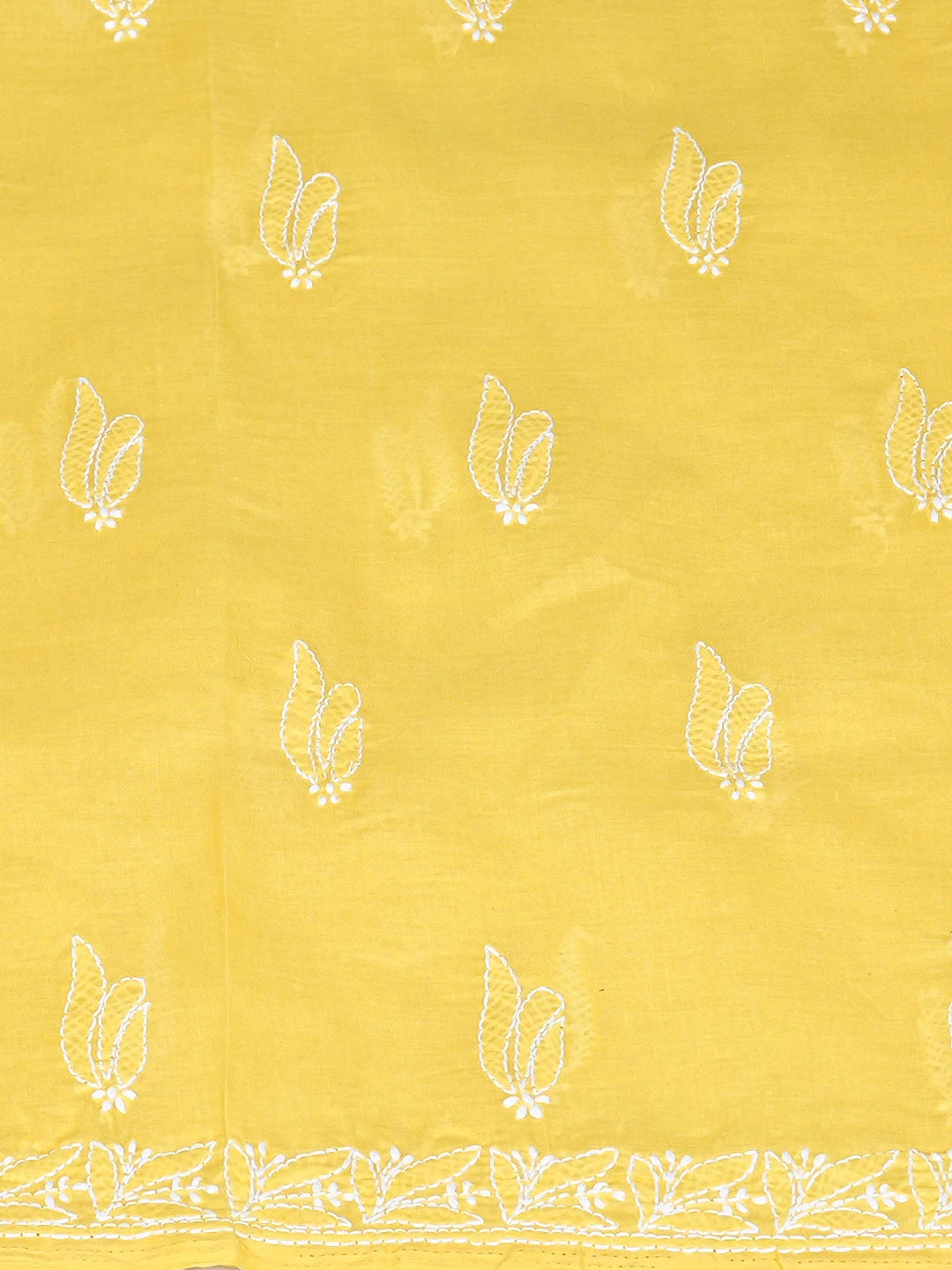 Ada Hand Embroidered Yellow Cotton Lucknowi Chikankari Unstitched Suit Piece 01A819047
