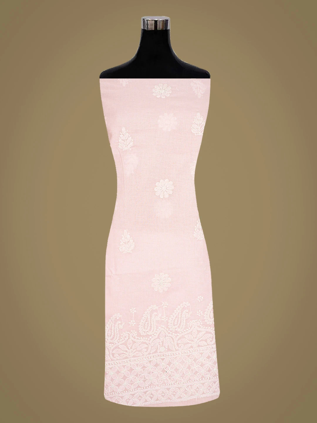Ada Hand Embroidered Pink Cotton Lucknowi Chikankari Unstitched Suit Piece 01A819042