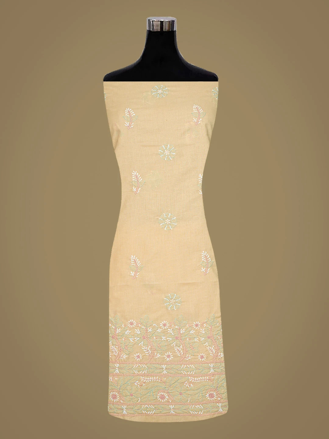 Ada Hand Embroidered Light Peach Cotton Lucknowi Chikankari Unstitched Suit Piece 08A500543