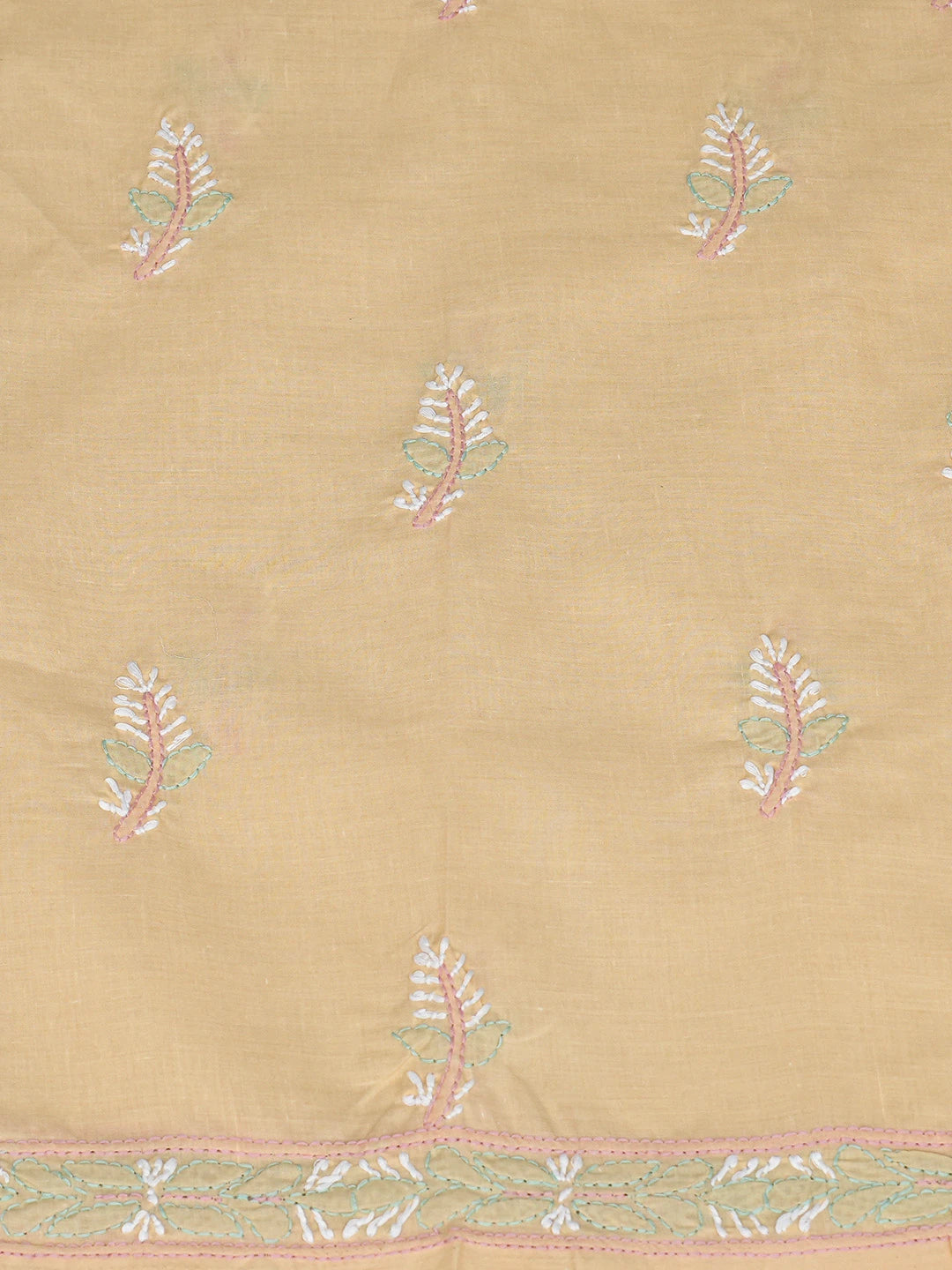Ada Hand Embroidered Light Peach Cotton Lucknowi Chikankari Unstitched Suit Piece 08A500543